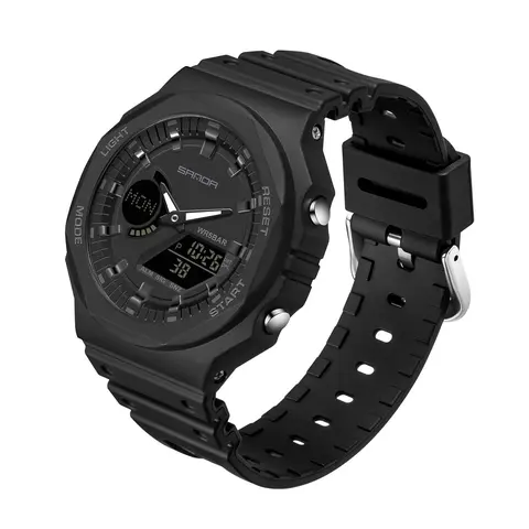 Men's Sporty Digital Analog Quartz Watch, Fashionable Watch with Silicone Strap, Waterproof Watch with Digital Display for Men, Modern Trendy Wristwatch, Casual Quartz Analog
