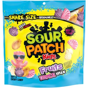SOUR PATCH KIDS Fruits Tropical Mix Soft & Chewy Candy, Share Size, 11.11 oz