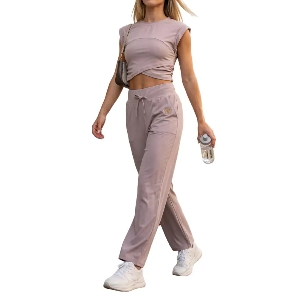 3 Piece Co-Ord Set for Women: YUSHE Ruched Top, Wide Leg Pants & Matching Shorts – Casual Travel Outfit & Comfortable Loungewear – Trendy 3-in-1 Summer Set for Vacation & Everyday Wear
