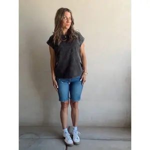 Amber Mineral Washed Top in Black
