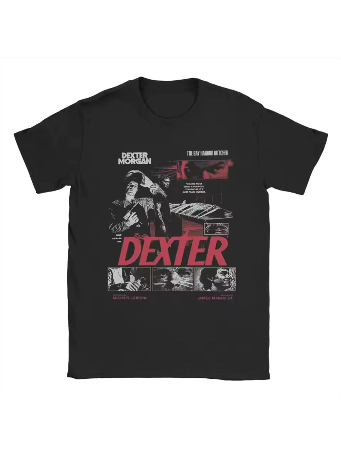 Funny Dexter Movie Shirt with Morgan Graphic Print, 90s Style T-Shirt, Short Sleeve Casual Streetwear for All Seasons