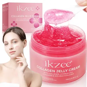 ikzee Collagen Jelly Cream, Cosmetic moisturizer, 100ml, with a cool, refreshing feel and a hydrating texture, apply a thick layer as a mask to target dryness, providing deep hydration, moisturization, and soothing relief