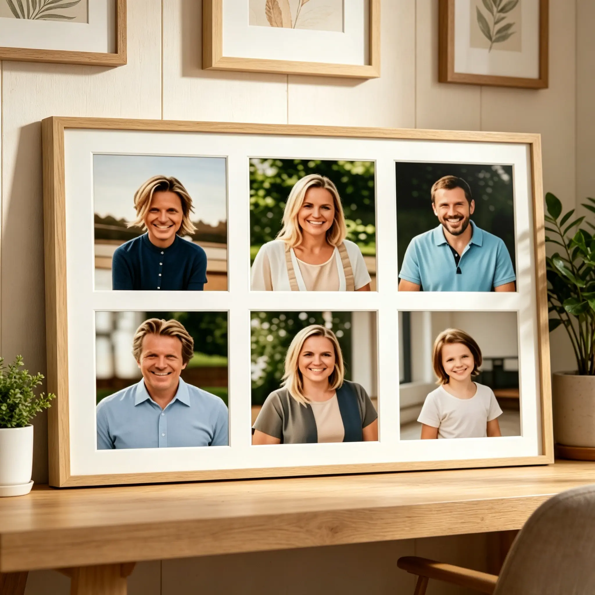 Inner frame painting！Custom 6 Photo Picture Frame, Personalized 6 Opening Multi-Photo Collage Frame for Family Portraits, Desktop Memory Display for Home Decor