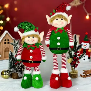 Sparkling Christmas Leg Elf Stretch Doll Ornament, Retro Elf Doll Holiday House Decoration, Christmas Decoration Supplies- Polyester, Featherless, Suitable for Christmas, Home, Desktop, and Party Decoration, Christmas Elf, Christmas Elves,