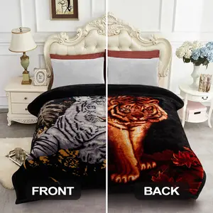 11 lbs Heavy Blanket King Size 85" x 93",Heavy Silky Soft and Warm, 2 Ply A&B Printed Raschel Bed Blanket