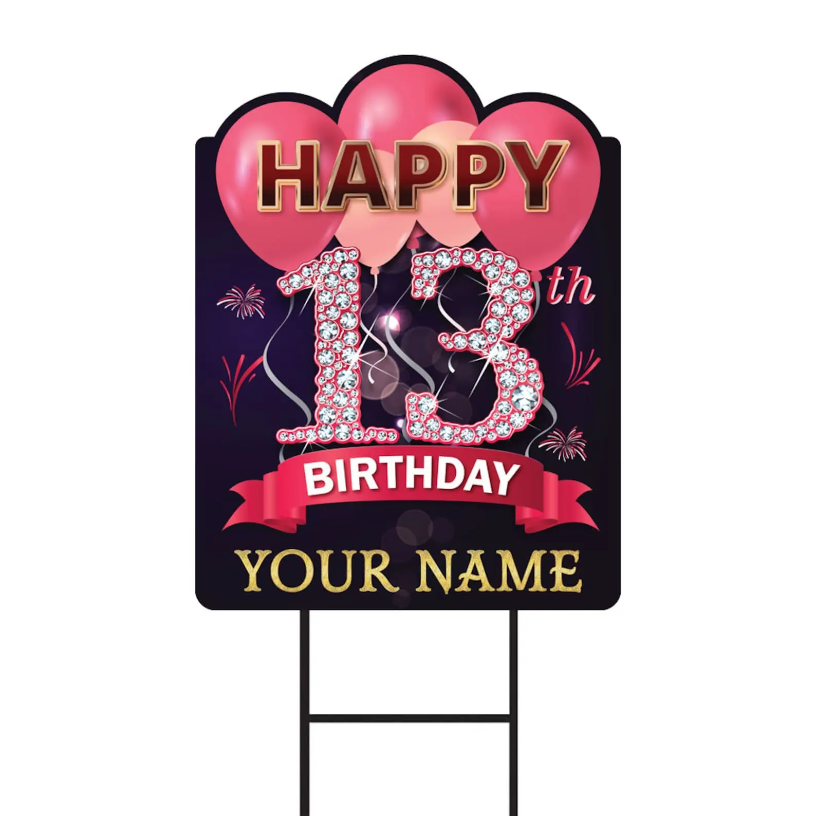 Custom Personalized Large 13th Birthday Yd Sign with Stakes - Outdoor Lawn Decor Plaque, Unique Home Decor Gift for Party Celebrations