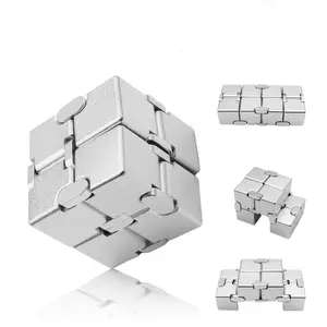 Silver Color Infinity Cube, Cube Puzzle, Teen Anxiety Relief Gift, Cool Metal Halloween and Party Accessory, Stylish Silver Color Decoration