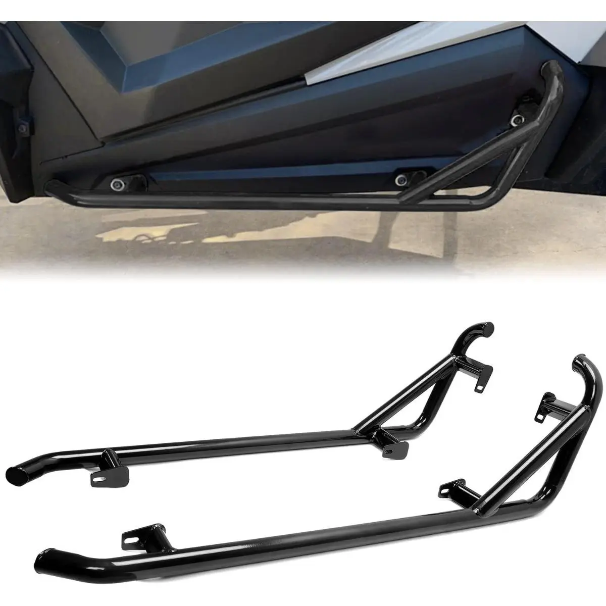 Black Nerf Bars Rock Sliders Compatible with 2014-2023 Polaris RZR XP 1000/ Turbo/Turbo S, RZR 900/900 XC/S 900/ S 1000 (2 Doors) Left & Right Side Steps - 2 Seater Motor Parts Accessories Motorcycle Parts Vehicle Motorbike Crash Guard