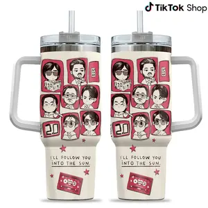 Kpop Music 40oz Tumbler With Handle - Insulated Stainless Steel Travel Mug, Army Fan Gift, Kpop Fan Lover