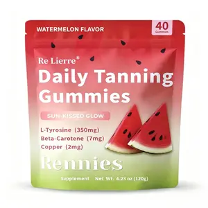 Tanning Gummies for Women - 40 Gummies, Watermelon Flavor, Sun-Kissed Glow Support Supplement, with L-Tyrosine, Beta-Carotene & Copper, Gentle Daily Skin Support