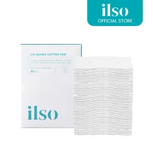 ILSO 1/3 Saving Cotton Pad, Thin Layer Perfect for DIY Toner pad and mask, 40 Sheets, Korean Skincare (50 x 70mm)