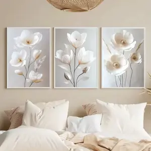 Optional Wooden Frame Nordic Beige Peony Flowers Canvas Painting Modern Floral Botanical Posters Art Illustrations Aesthetic Wall Art Artwork Home Decoration