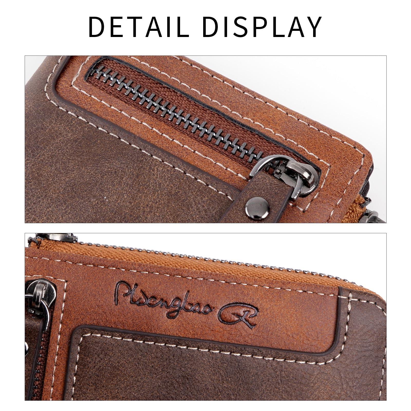 GOODBEE Men's Bifold Wallet, High Capacity Wallet with Zipper Coin Pocket, Multiple Card Slots, Cash Organizer & Slim Design