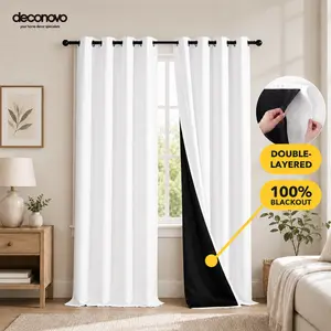 Deconovo 100% Blackout Curtains (2 Panels) - Thermal Insulated, Soundproof, Heavy-Duty Drapes, Curtain for Windows, Home Accessory for Living Room, Bedroom Decor, House Decor