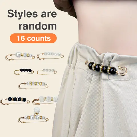 16 Counts Pearl Brooch, Fashionable Sweater Shawl Pearl Pin to Enhance Temperament, Suitable for Clothing Decoration Pant Waist Tightener Random Style