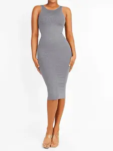 Popilush Women's Seamless U-Back Shapewear Dress Tummy Control Slimming Bodycon Snatched Waist Dress-live