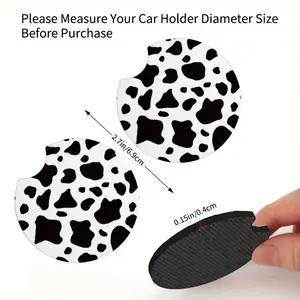 2pcs Cow patterned car coasters, household desktop water cup coasters, car coasters, Car Accessories, Car Auto Accessory, universal for car models