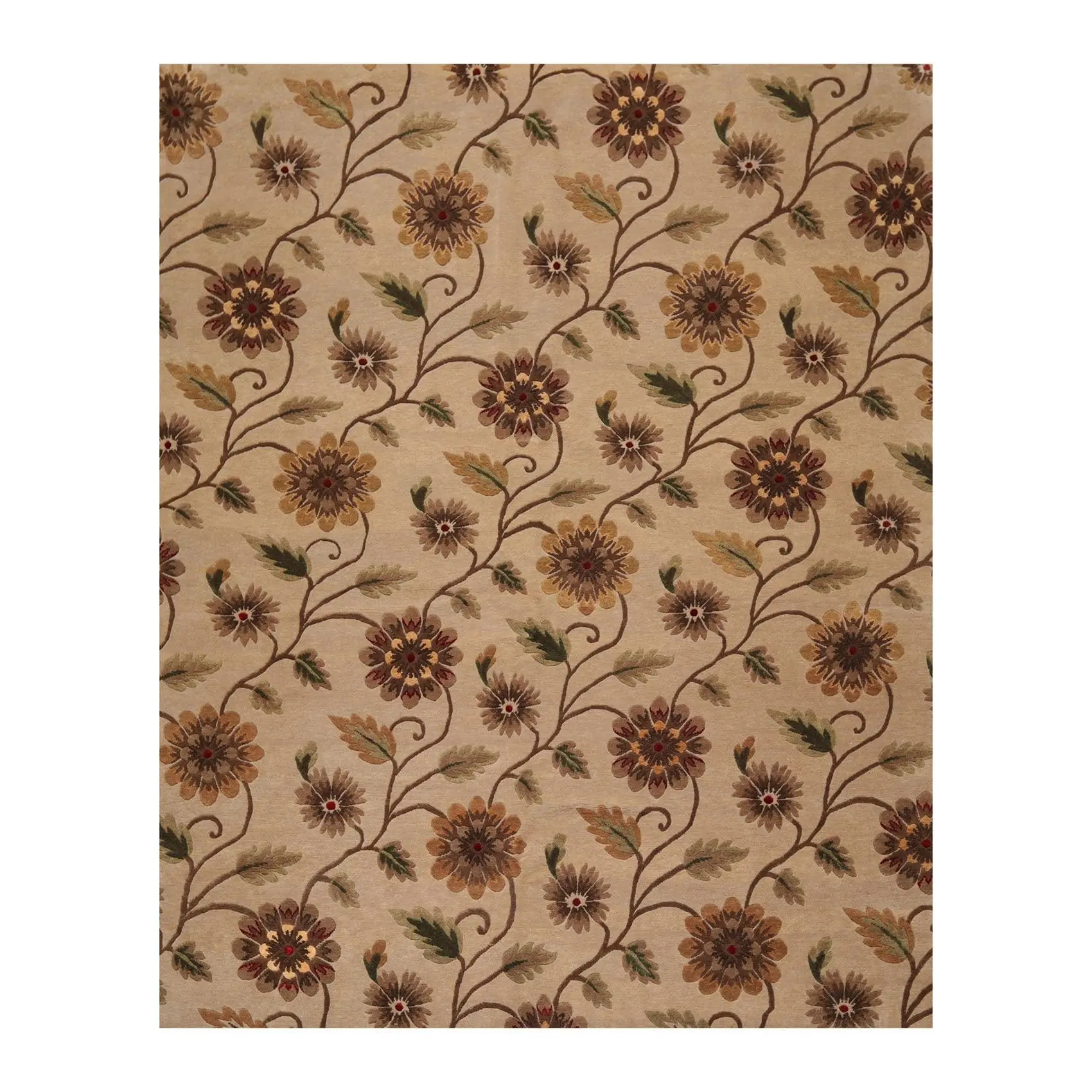 7'10" x 9'11" Hand Knotted Tibetan Wool & Silk Transitional Area Rug Tan