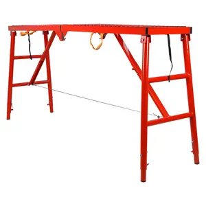 Explorinox Foldable Scaffolding Platform 1000 Lbs Capacity 33" to 57" 5-Level Height Adjustable Work Platform with Anti-Slip Surface Foldable Scaffold Tower Ladder Stool Bench for RV Painting Construction