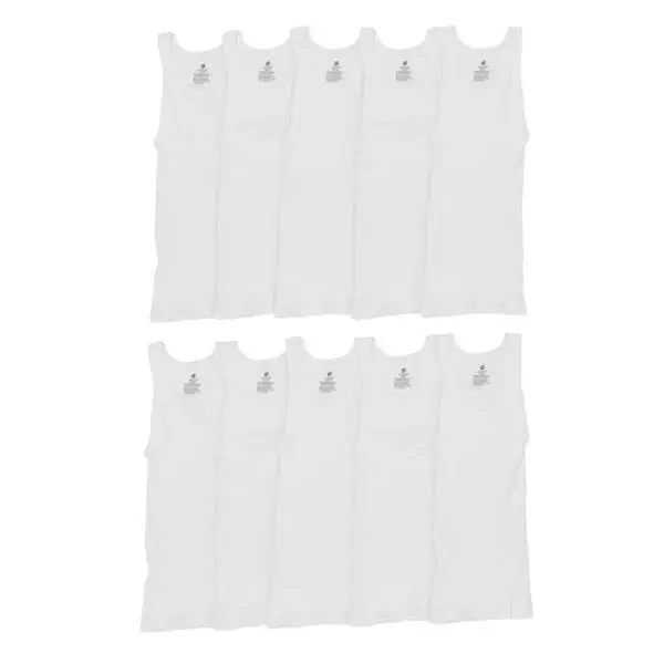 Hanes Men's Super Value Pack White Tank Undershirts, 10 Pack