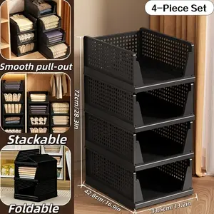 Foldable Pull-Out Clothing Storage Box, Multi-Sized Modular Stackable Breathable Organizer, Ideal for Closet and Wardrobe, Moving Gift