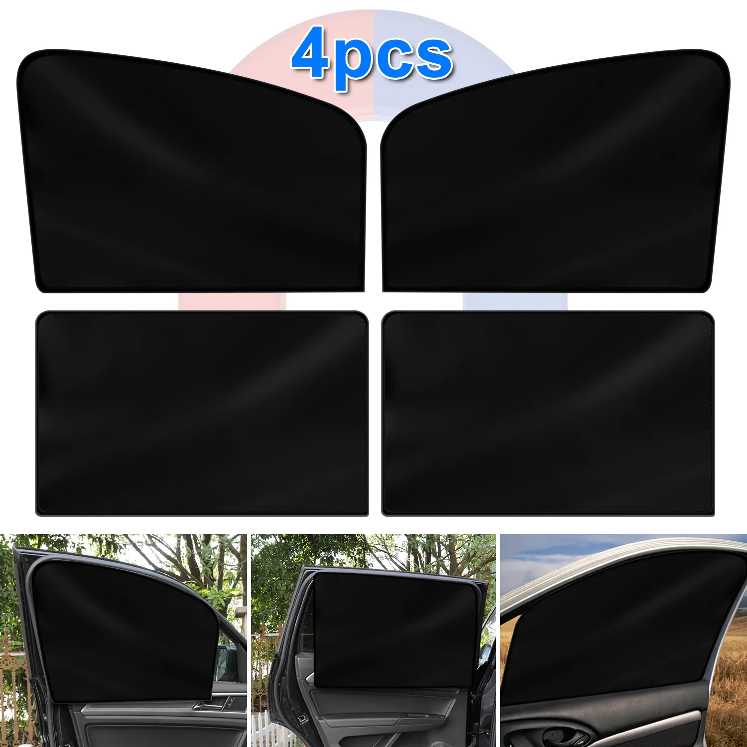 Magnetic Car Window Sun Shades,Full Blackout Design With 10 Strong Magnets,Freely Stretch Fold,Free Window Opening Closing,UV Block Heat Insulation,Privacy Protection Anti Mosquito For Kids Rest