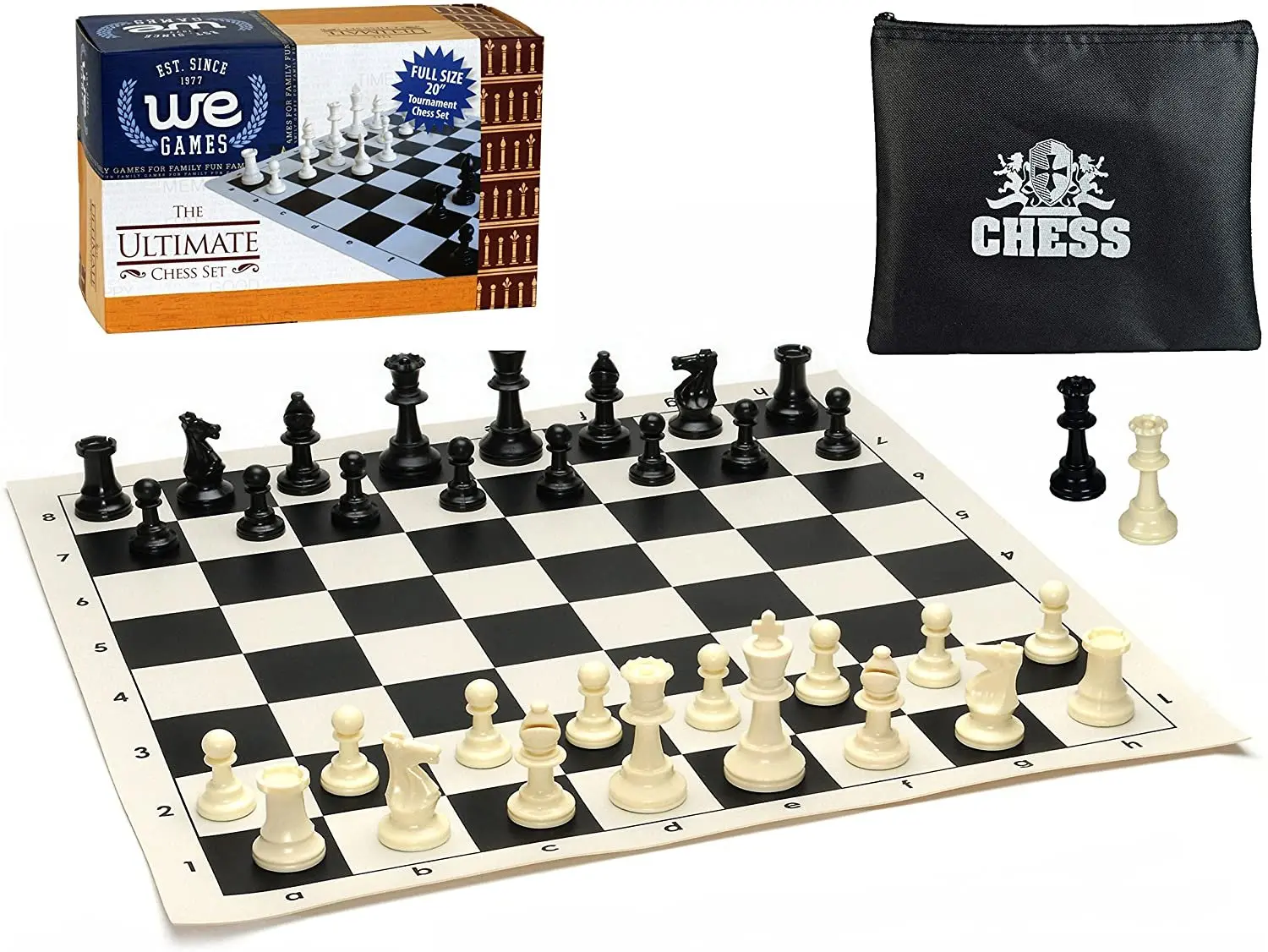 WE Games Ultimate Compact Tournament Chess Set with Silicone Chess Board - Heavy Weighted Pieces
