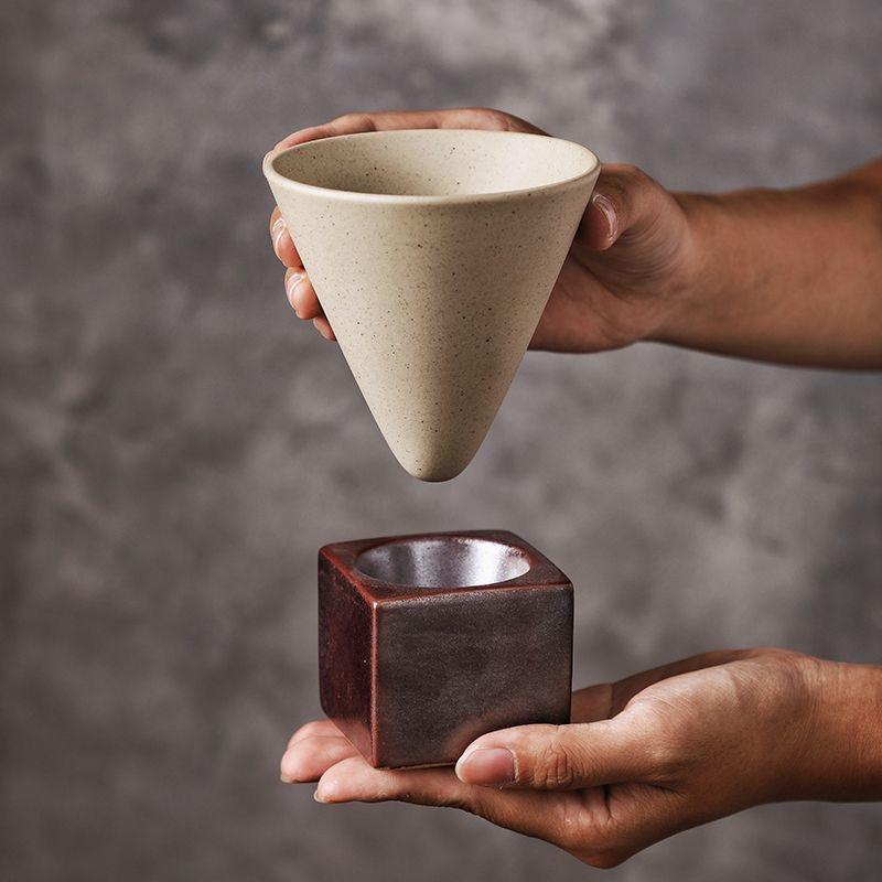 Vintage Afternoon Tea Stoneware Coffee Cup Funnel Cup INS Style Ceramic with Design Sense for Tea and Coffee Enthusiasts