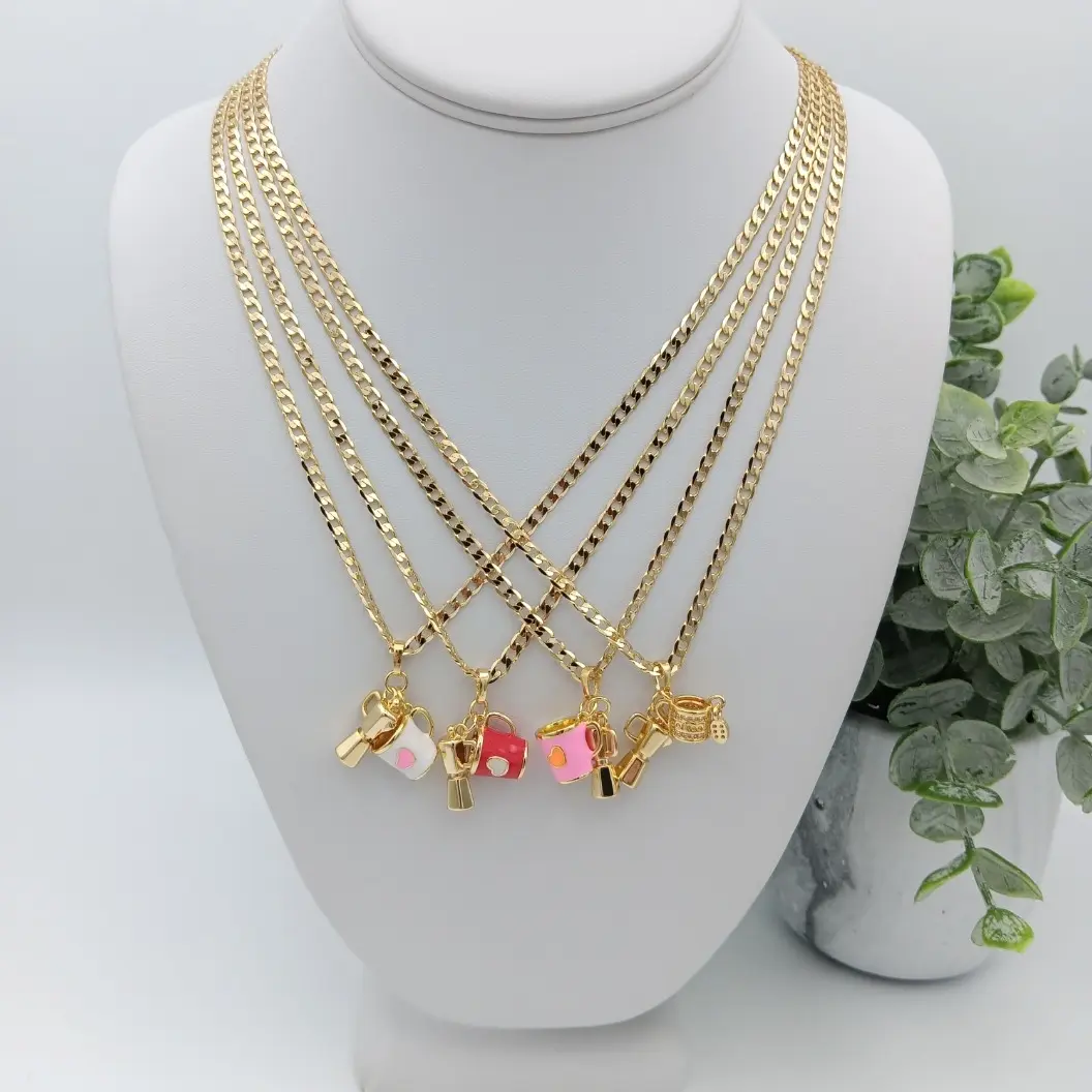 Yordy Fashion Coffee Makers 14k Gold Plated Elegant Design 22 Inches Length Lightweight 0.2 Ounces High Quality Necklace with Stylish Charms