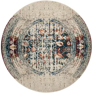 MONACO, IVORY / BLUE, 3' X 3' Round, Area Rug