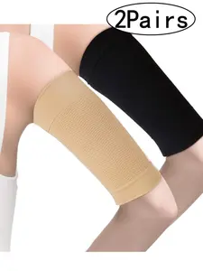 2Pairs-Unisex Arm Shaping Sleeve Wrap, Slim-Fitting Striped Half-Arm Compression Sleeves, Sporty Style for All Seasons, Plain Design, Arm Shaper