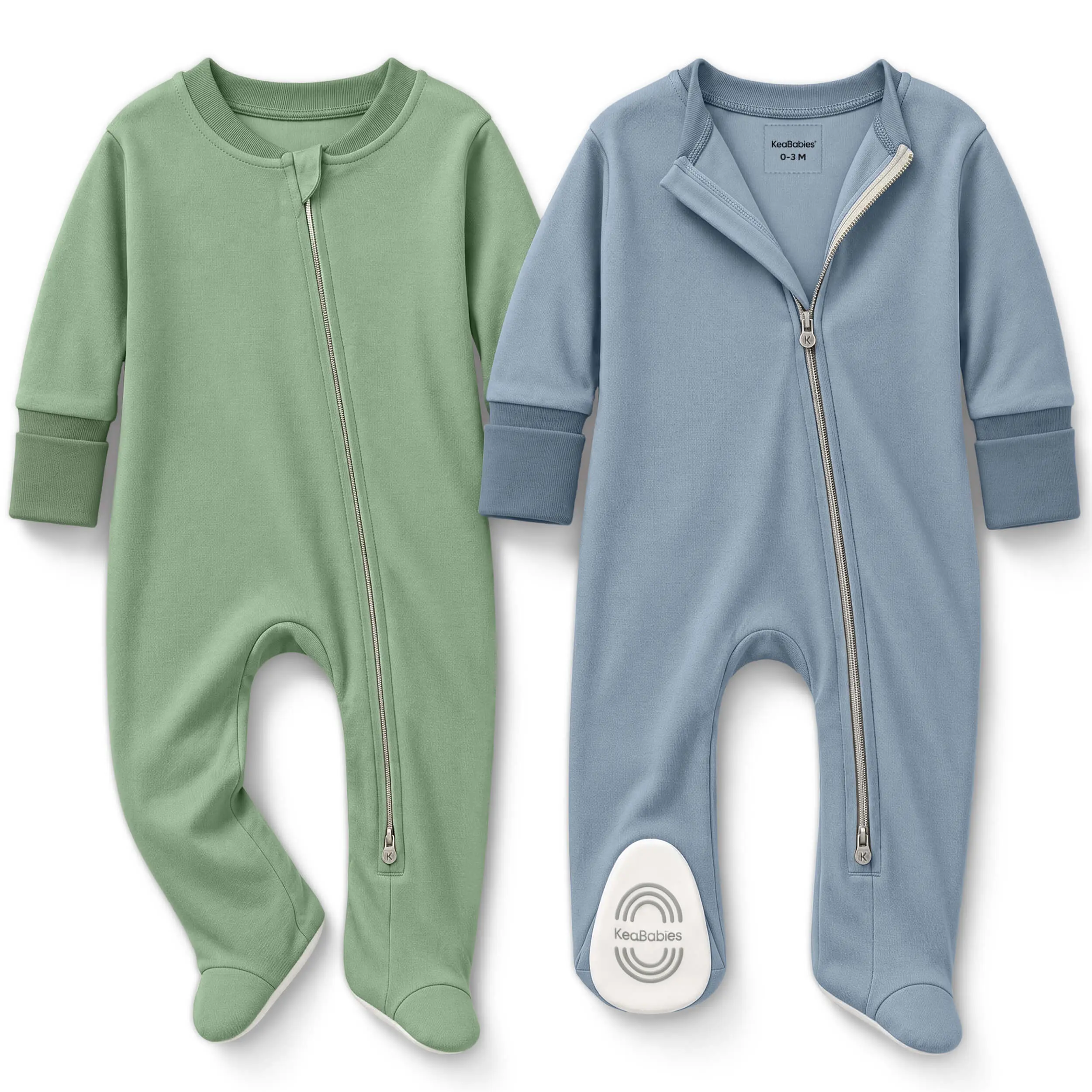 2-Pack Baby Pajamas Footie – Baby Sleepers 0-9 Months, Organic Cotton Footed Newborn Pajamas with Mitten Cuffs, Double Zipper Jammies, Soft, Breathable, Unisex Sleep and Play PJS
