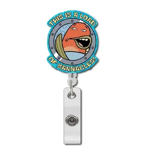 Fun Cartoon Badge Holder, 1 Retractable Badge Reel, Durable Acrylic Badge Stand, Ideal for Nurses Doctors Office Tools