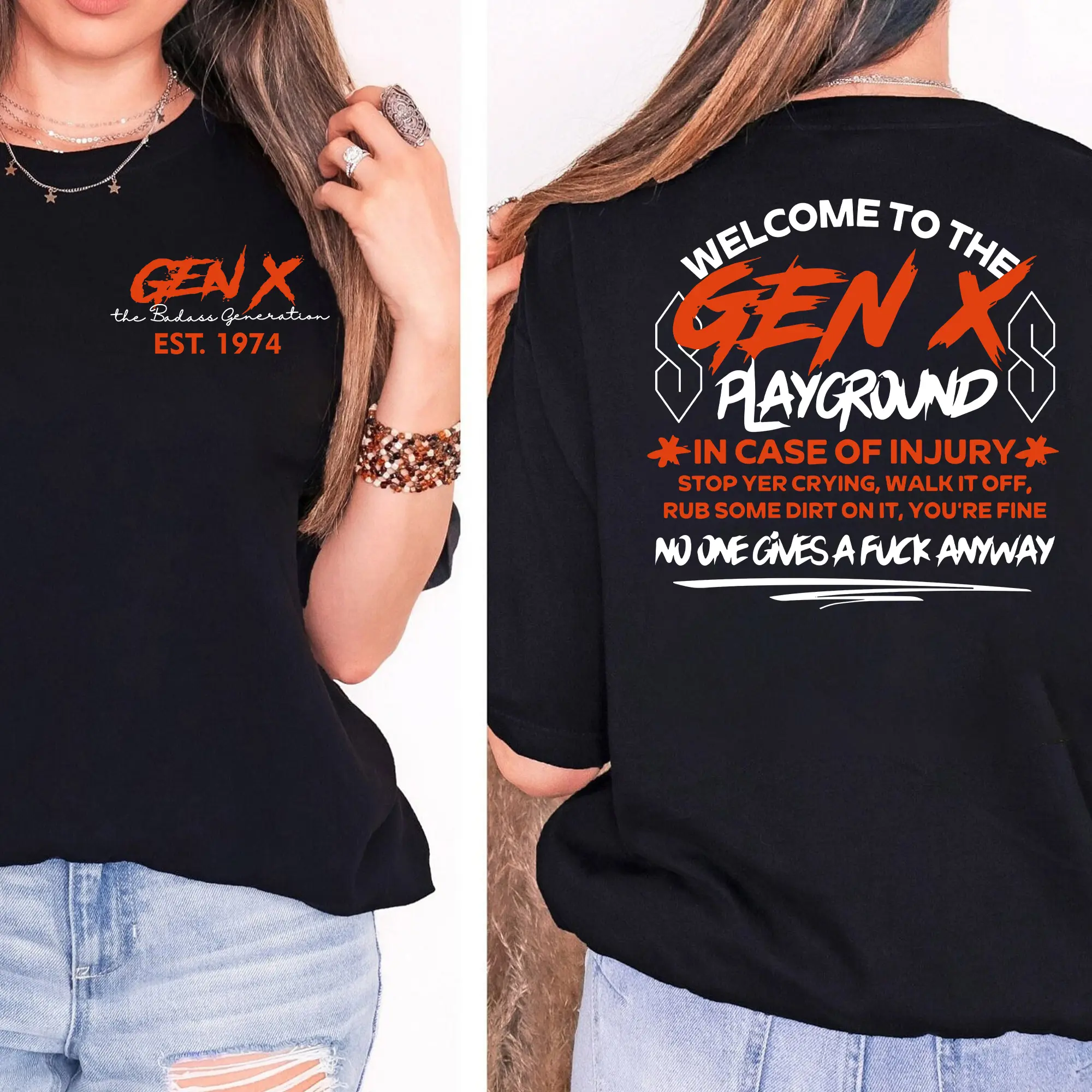 Generation X Playground Custom Year Badass Generation T-shirt, Custom Year Of Birth Generation X T Shirt - 100% Cotton Top Unisex Comfort Womenswear,tshirt