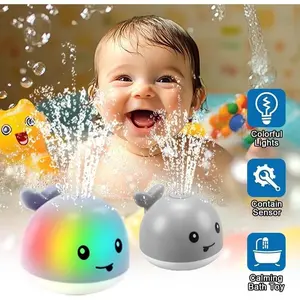Light-Up Sensing Water Spray Whale Toy, Automatic Shut-Off When Away From Water, Includes Screwdriver Tool, Bath Time Fun for Kids