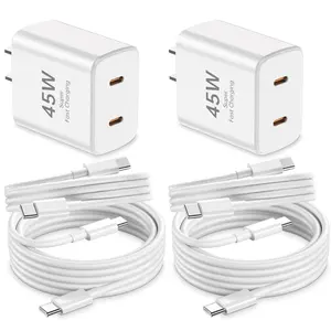 For iPhone 16 17 15 Pro Max Charger Fast Charging ,45W Dual Port USB C Super Fast Charger Block with 10Ft Extra Long 60W USB C Cable for iPhone 17 16 15 Pro/17 16 15 Plus/Air Dual Port Compatible Electronic