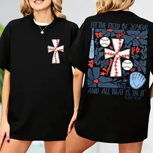 Let The Field Be Joyful T-shirt, Boho Baseball T-shirt, Baseball Bow T-shirt, Christian T-shirt, Bible Verse, Gameday Cheer Mom Shirt, Baseball Gift