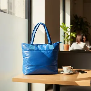 Premium Quilted Puffer Tote Bag with Multiple Compartments