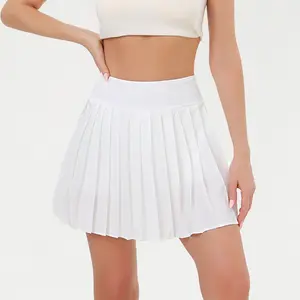 High Waist Pleated Mini Skirt Women Casual Y2K Streetwear A-line Silhouette Double-layer Fabric Comfortable Anti-exposure Protection - Bottom