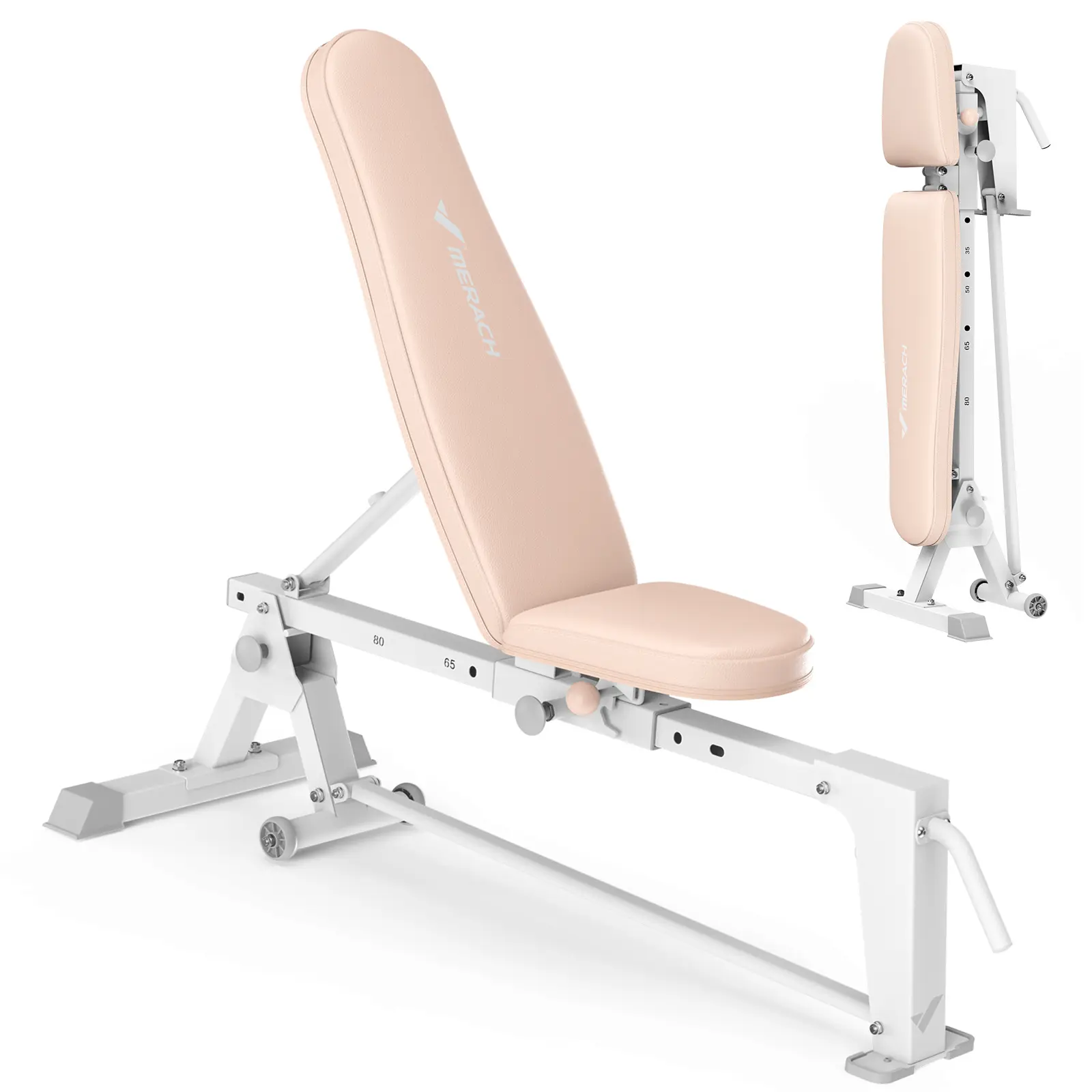 Merach Weight Bench, Foldable Weight Benches for HomeGym with 1100 LBS,5 Back & 2 Seat Positions Adjustable, Fast Foldable for Home Gym Full-Body Strength Training