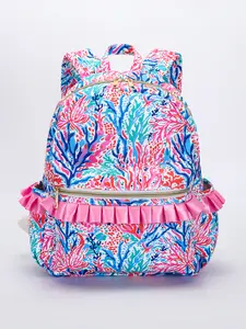 Seaweed Print With Ruffle Kids Backpack Seaweed Print With Ruffle Kids Backpack