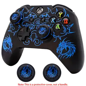 Xbox-One Controller Skin, BRHE Anti-Slip Silicone Cover Protector Case Accessories Set for Microsoft Xbox 1 Wireless/Wired Gamepad Joystick with 2 Thumb Grips Caps (Blue)