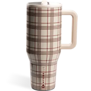 HYDROJUG Blair 40oz Stylish Traveler Tumbler with Plaid Design, Leak-Proof Flip Straw Lid, Ergonomic Handle, Triple-Wall Insulation, Durable Stainless Steel Vacuum Flask for Office, Gym, Flasks