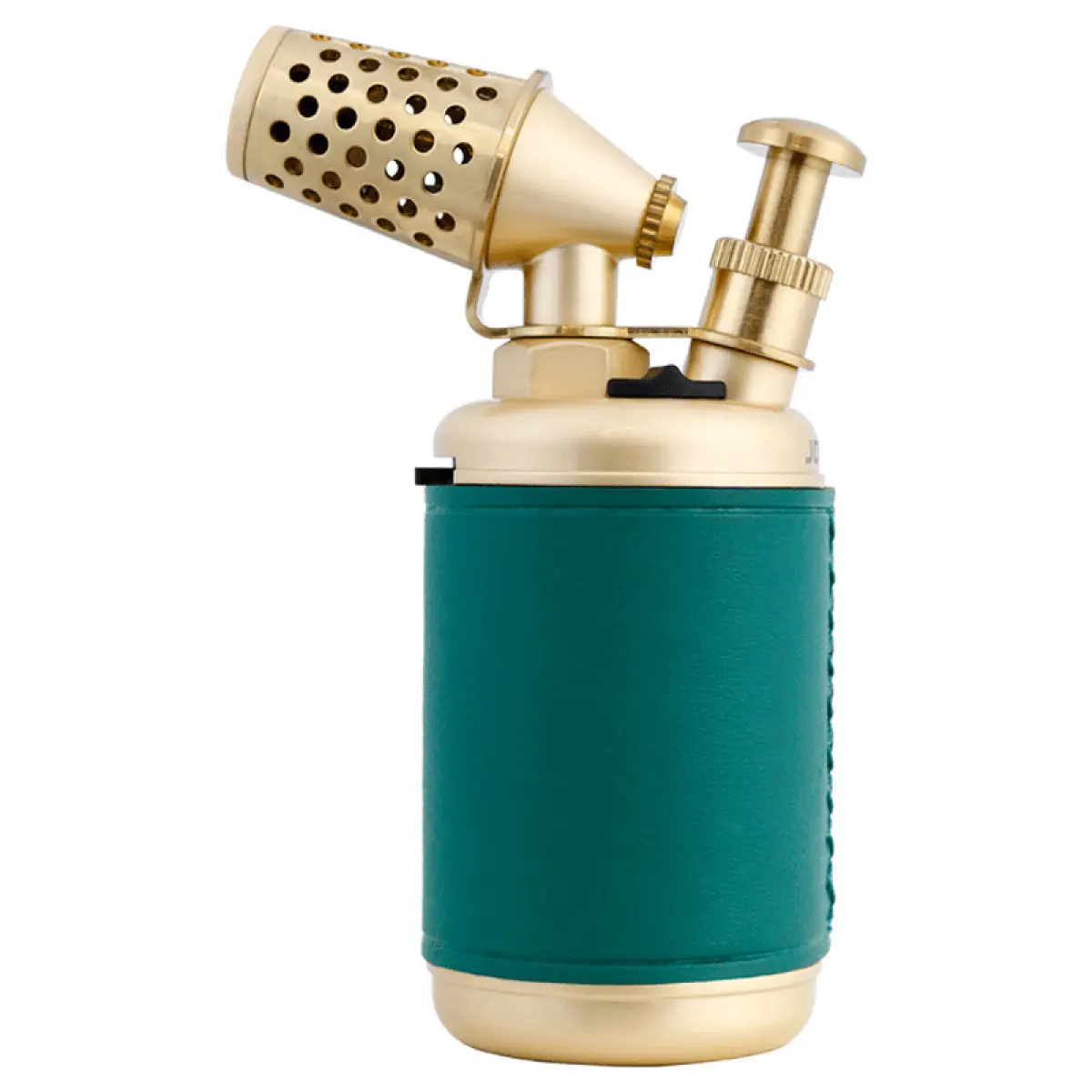 Professional Windproof High-Temperature Resistant Handheld Igniter with Green Matte Leather Texture, Sturdy Portable Car Interior Accessory for Candles, BBQ, No Fuel Included