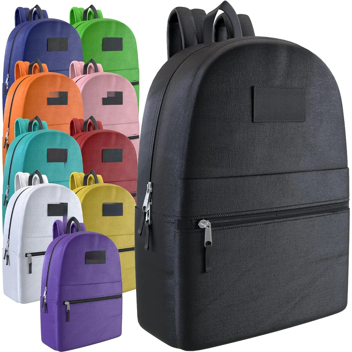 10-Pack Bulk Back to School Backpacks, Wholesale 17-Inch Lightweight Synthetic Bookbags (12-Inch Width) for Adults with Adjustable Shoulder Strap, Zip Closure, 1 Large & 1 Small Pocket for Events, Corporate Use, Back To School Backpack