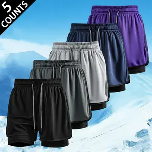 5-Pack Men’s 2-in-1 Athletic Shorts: Quick Dry, Breathable Workout & Running Shorts with Compression Liner