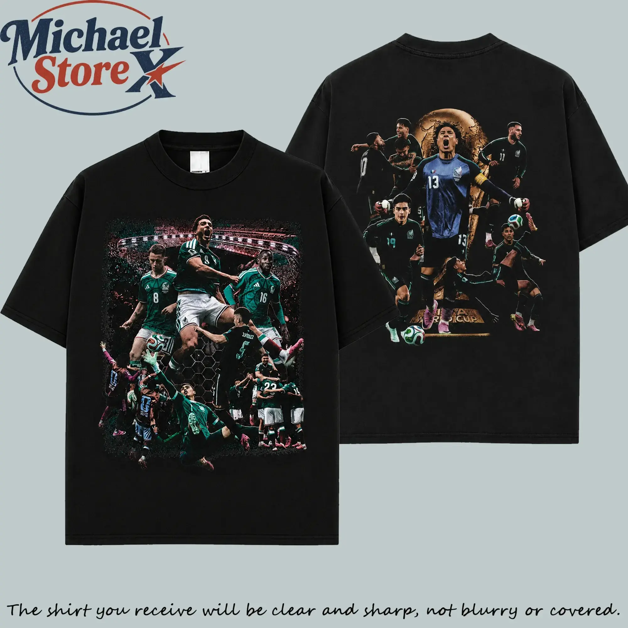 Vintage Mexico Soccer 2 side Tee, Retro Bootleg Graphic T-Shirt, Soccer Fan Game Day Tee, Gift for HimandHer, Vibes