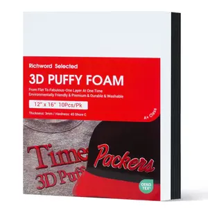 3D Puff Embroidery Foam Sheets 3mm Thick 12x16 Inch – 5 Black, 5 White (10pcs)