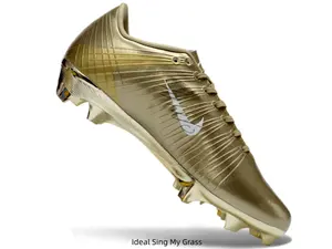 Unisex Low Cut Firm Ground Soccer Cleats Metallic Shiny Gold Gradient Knit Upper Silver Side Brand Graphic Matching Gold Lining Transparent Gold Traction Stud Outsole Outdoor Grass Training Football Boots