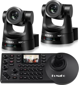 FoMaKo NDI PTZ Camera, NDI 6 & NDI HX3 Certified, AI Auto-Tracking Gen 3, 30X Optical Zoom, PTZ Bundle Camera for Church Worship PoE PTZ Controller Keyboard (NDI PTZ Bundle KN30Ax2+KC608 Pro) BN302